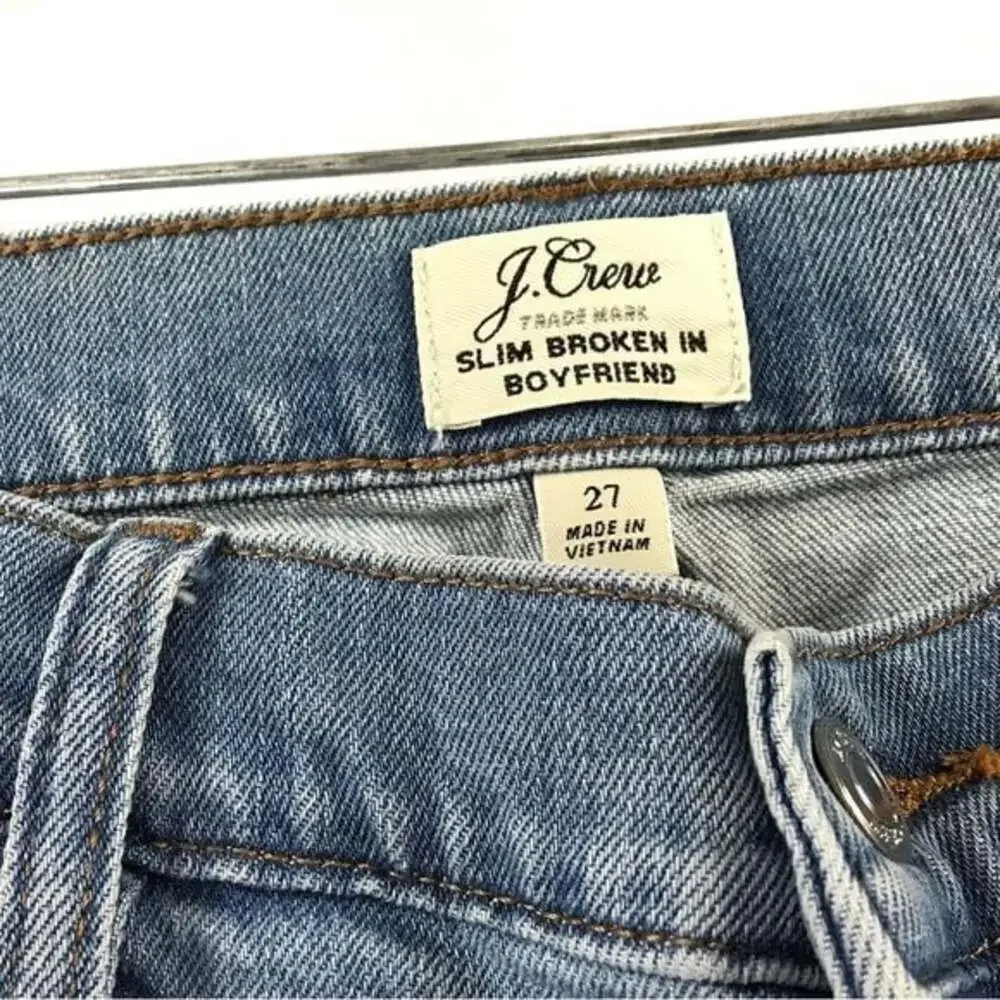 J. Crew Broken in Slim Boyfriend Jeans in Light Wash Raw Hem